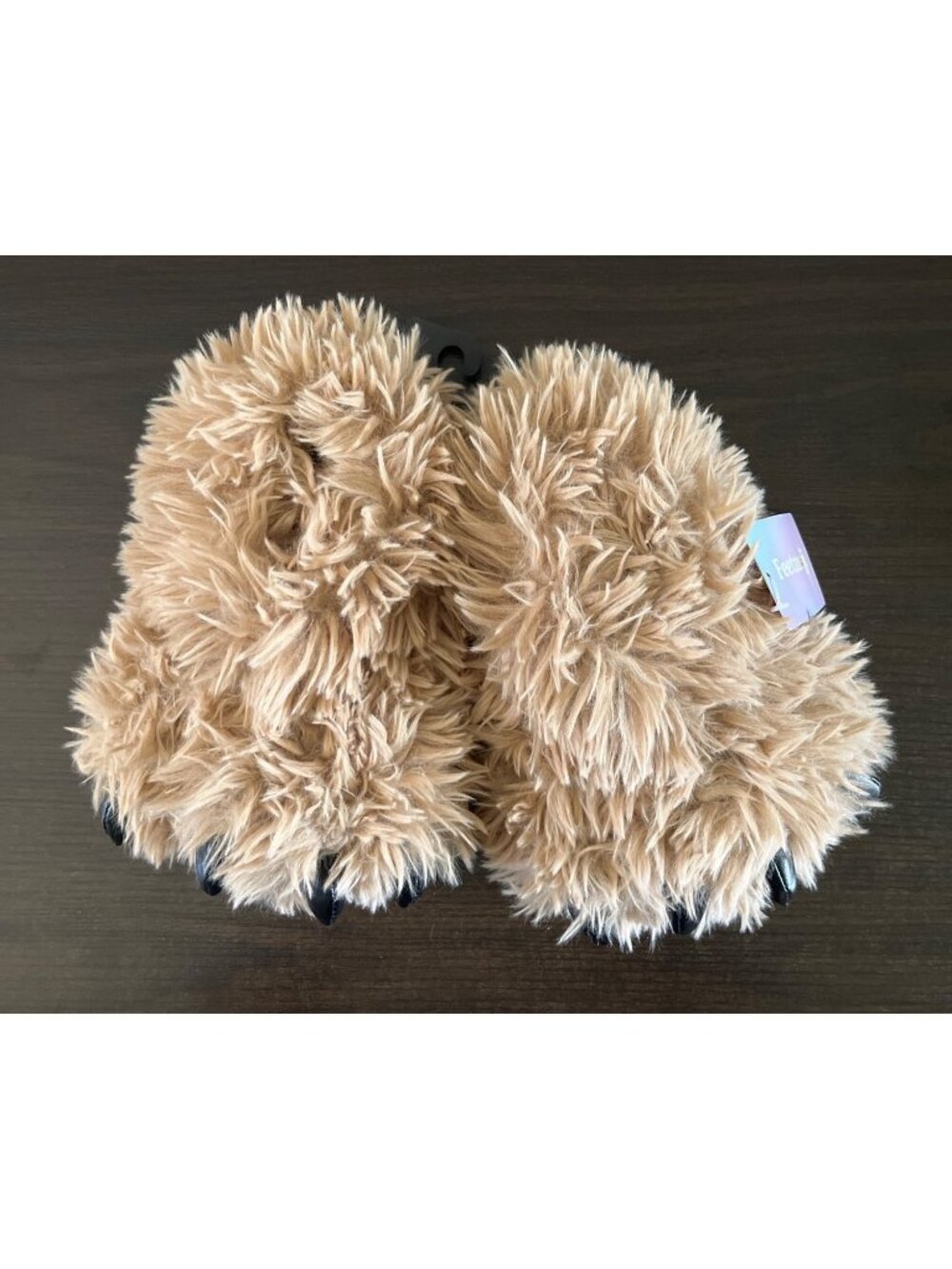 NWT Feetmoji Kids XSmall Size 9-10 Brown Novelty Bear Claw Slippers